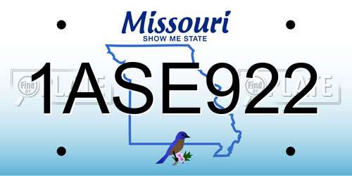1ASE922 Missouri License Plate