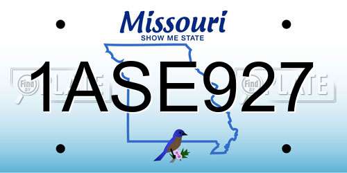 1ASE927 Missouri License Plate
