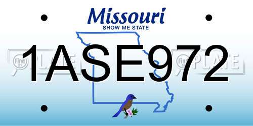 1ASE972 Missouri License Plate