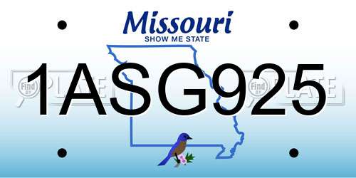 1ASG925 Missouri License Plate