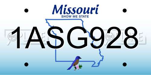 1ASG928 Missouri License Plate