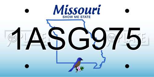 1ASG975 Missouri License Plate