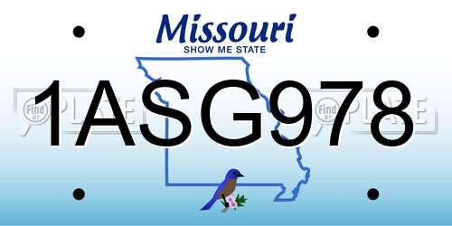 1ASG978 Missouri License Plate