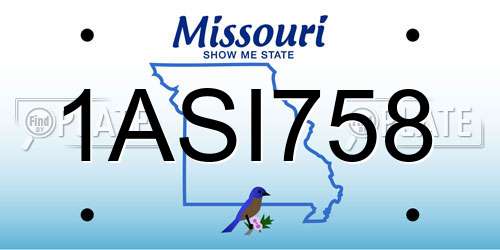 1ASI758 Missouri License Plate
