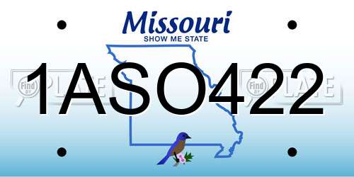 1ASO422 Missouri License Plate