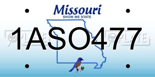 1ASO477 Missouri License Plate