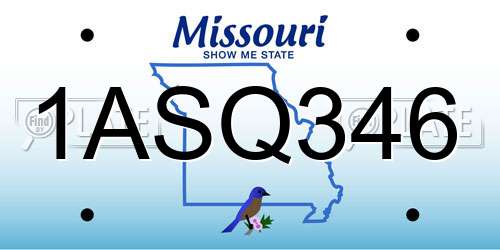 1ASQ346 Missouri License Plate