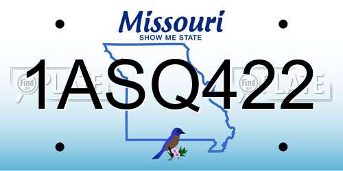 1ASQ422 Missouri License Plate