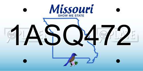 1ASQ472 Missouri License Plate