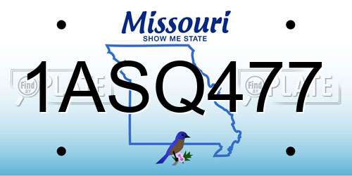 1ASQ477 Missouri License Plate