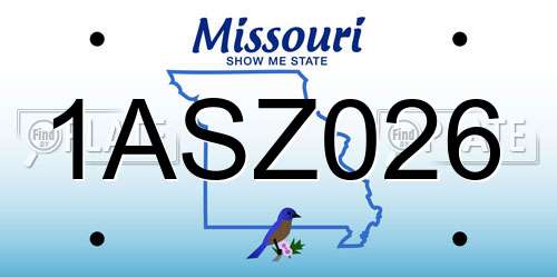 1ASZ026 Missouri License Plate