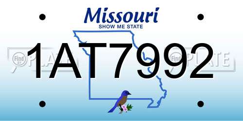 1AT7992 Missouri License Plate
