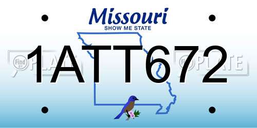 1ATT672 Missouri License Plate