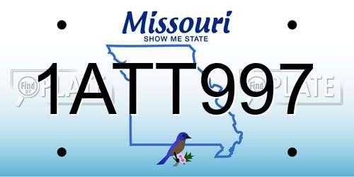 1ATT997 Missouri License Plate
