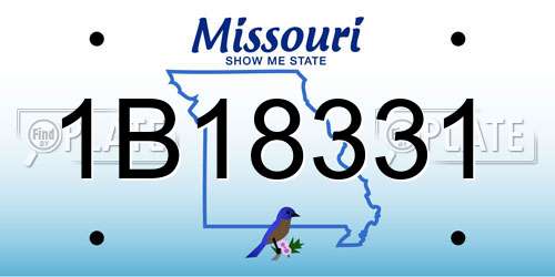1B18331 Missouri License Plate