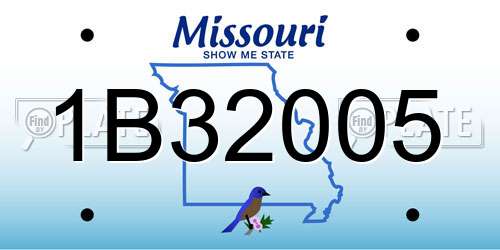 1B32005 Missouri License Plate
