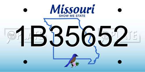 1B35652 Missouri License Plate