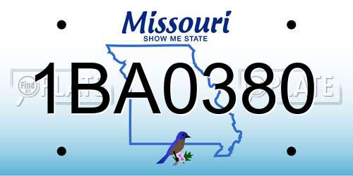 1BA0380 Missouri License Plate
