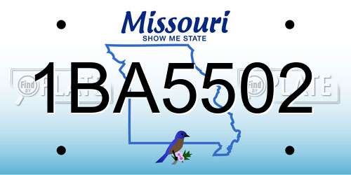 1BA5502 Missouri License Plate