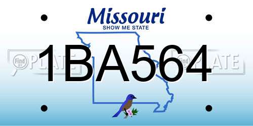 1BA564 Missouri License Plate