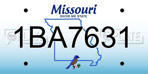 1BA7631 Missouri License Plate