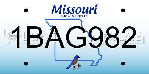 1BAG982 Missouri License Plate