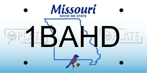 1BAHD Missouri License Plate