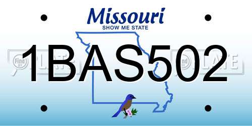 1BAS502 Missouri License Plate