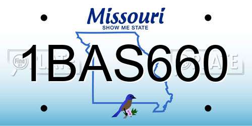 1BAS660 Missouri License Plate
