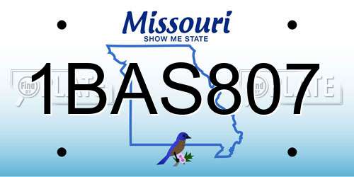 1BAS807 Missouri License Plate