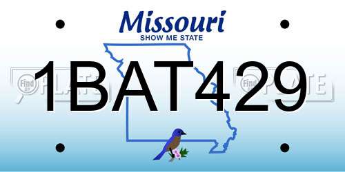 1BAT429 Missouri License Plate