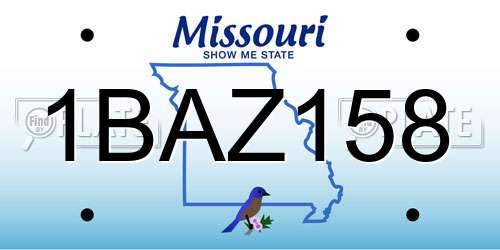 1BAZ158 Missouri License Plate