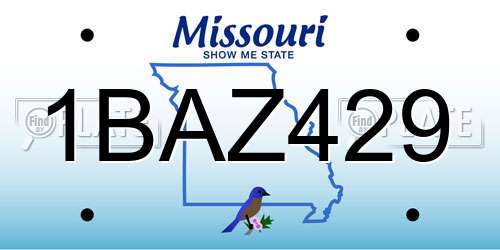 1BAZ429 Missouri License Plate
