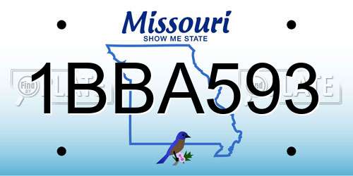 1BBA593 Missouri License Plate