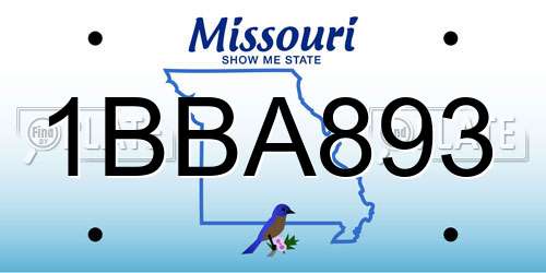 1BBA893 Missouri License Plate