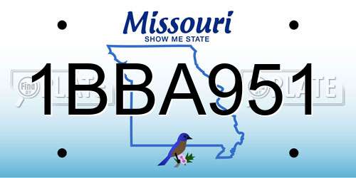 1BBA951 Missouri License Plate