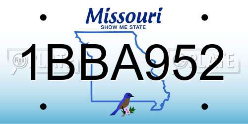 1BBA952 Missouri License Plate