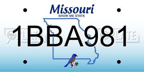 1BBA981 Missouri License Plate