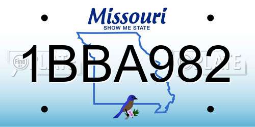1BBA982 Missouri License Plate