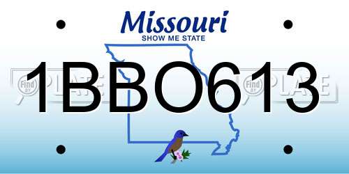 1BBO613 Missouri License Plate