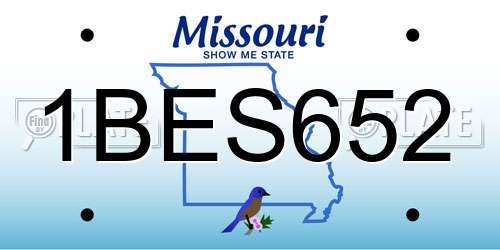 1BES652 Missouri License Plate