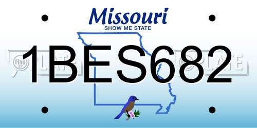 1BES682 Missouri License Plate