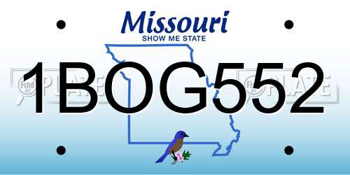 1BOG552 Missouri License Plate
