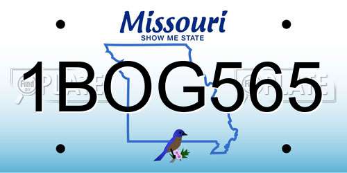 1BOG565 Missouri License Plate
