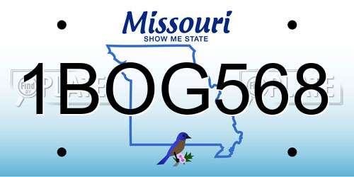 1BOG568 Missouri License Plate