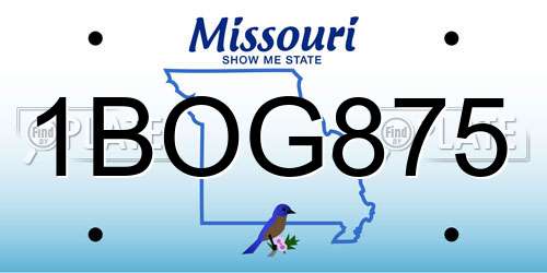 1BOG875 Missouri License Plate