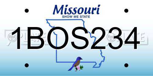 1BOS234 Missouri License Plate