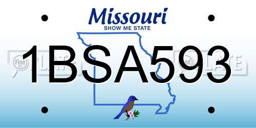 1BSA593 Missouri License Plate