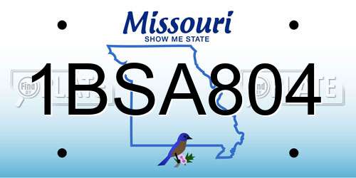 1BSA804 Missouri License Plate