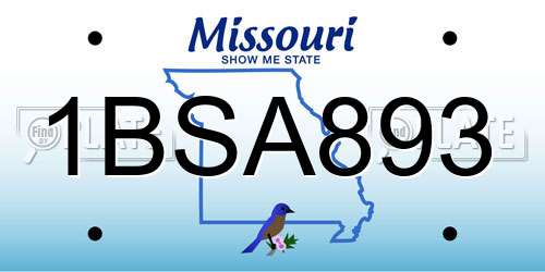 1BSA893 Missouri License Plate